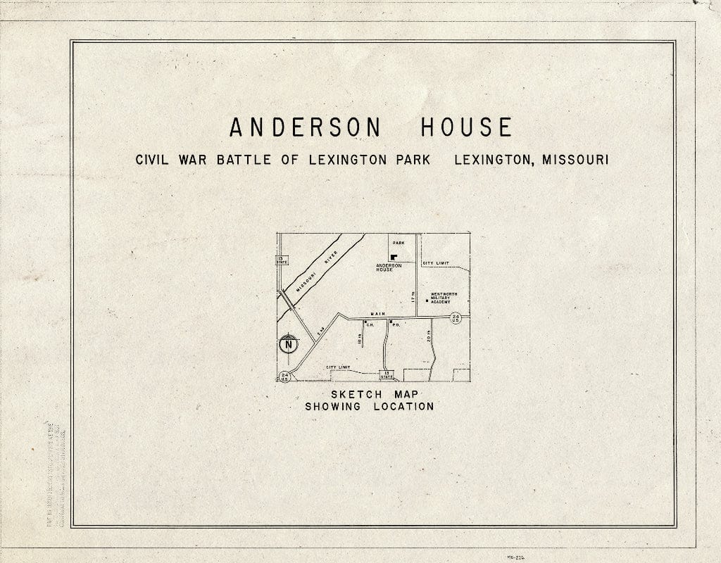 Blueprint HABS MO,54-LEX,1- (Sheet 0 of 14) - Colonel William Oliver Anderson House, Civil War Battle of Lexington State Park, Lexington, Lafayette County, MO