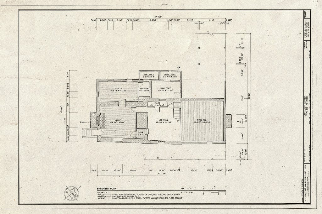 Blueprint HABS MO,95-AFT.V,1- (Sheet 2 of 15) - White Haven, 7400 Grant Road, Affton, St. Louis County, MO