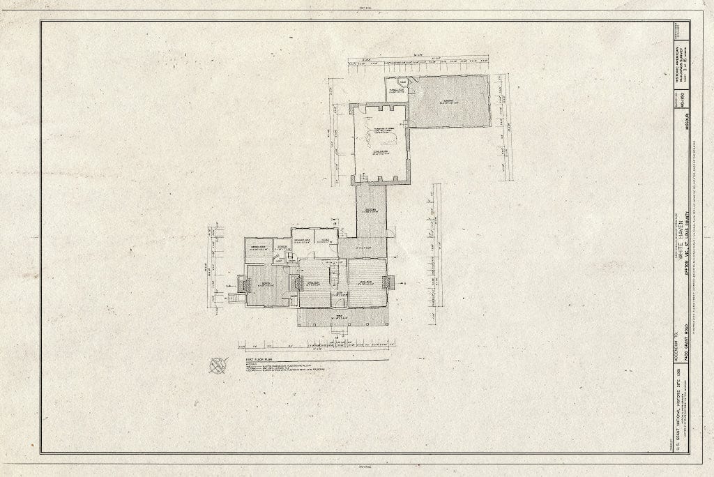 Blueprint HABS MO,95-AFT.V,1- (Sheet 3 of 15) - White Haven, 7400 Grant Road, Affton, St. Louis County, MO