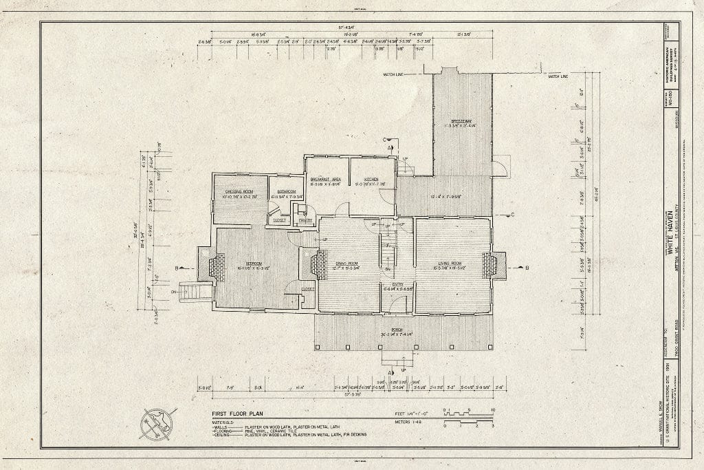 Blueprint HABS MO,95-AFT.V,1- (Sheet 4 of 15) - White Haven, 7400 Grant Road, Affton, St. Louis County, MO