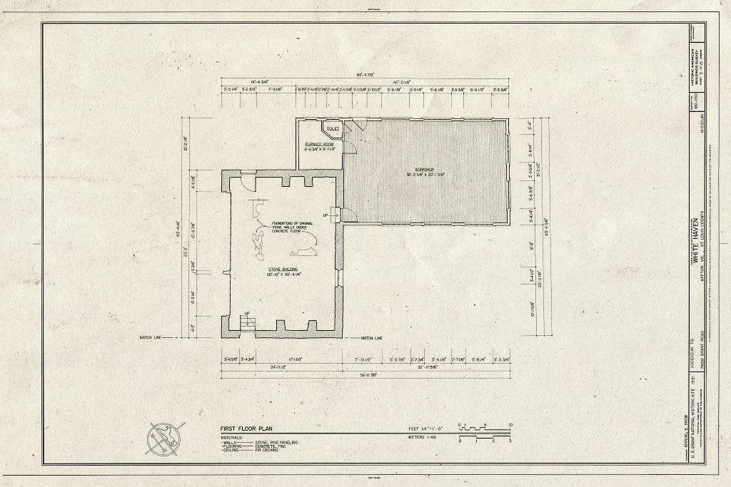 Blueprint HABS MO,95-AFT.V,1- (Sheet 5 of 15) - White Haven, 7400 Grant Road, Affton, St. Louis County, MO