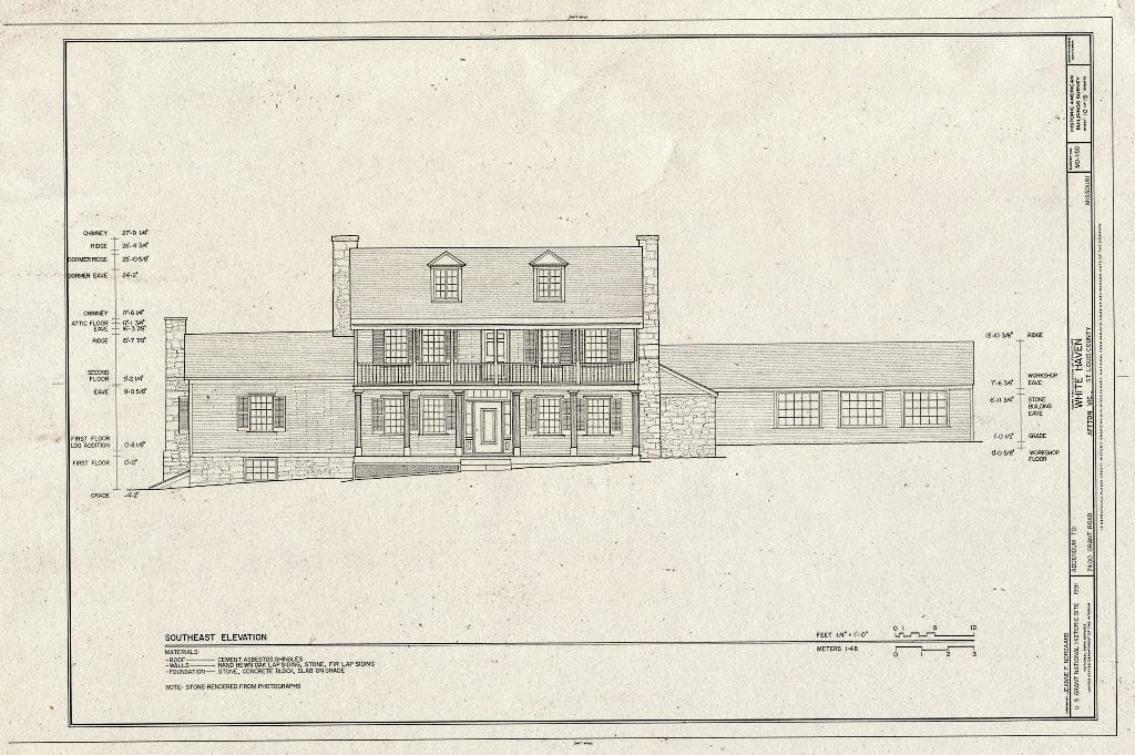 Blueprint HABS MO,95-AFT.V,1- (Sheet 10 of 15) - White Haven, 7400 Grant Road, Affton, St. Louis County, MO