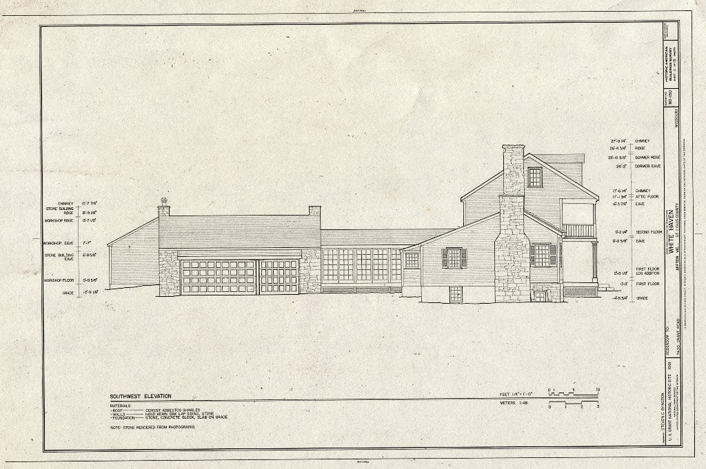 Blueprint HABS MO,95-AFT.V,1- (Sheet 11 of 15) - White Haven, 7400 Grant Road, Affton, St. Louis County, MO