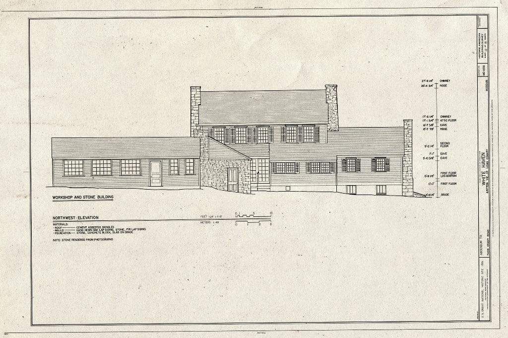 Blueprint HABS MO,95-AFT.V,1- (Sheet 12 of 15) - White Haven, 7400 Grant Road, Affton, St. Louis County, MO