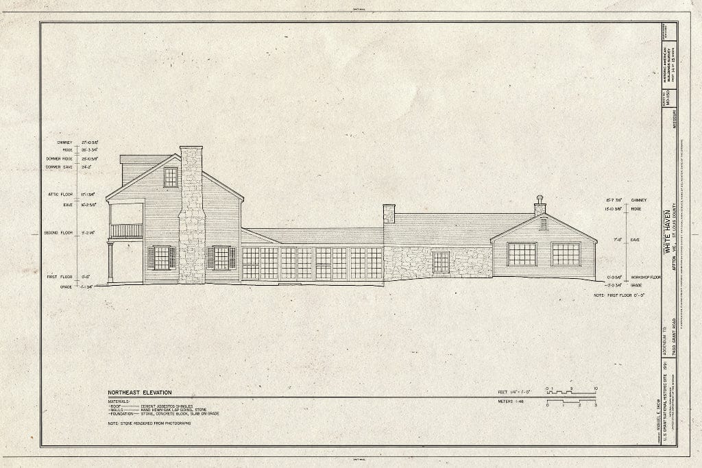 Blueprint HABS MO,95-AFT.V,1- (Sheet 14 of 15) - White Haven, 7400 Grant Road, Affton, St. Louis County, MO