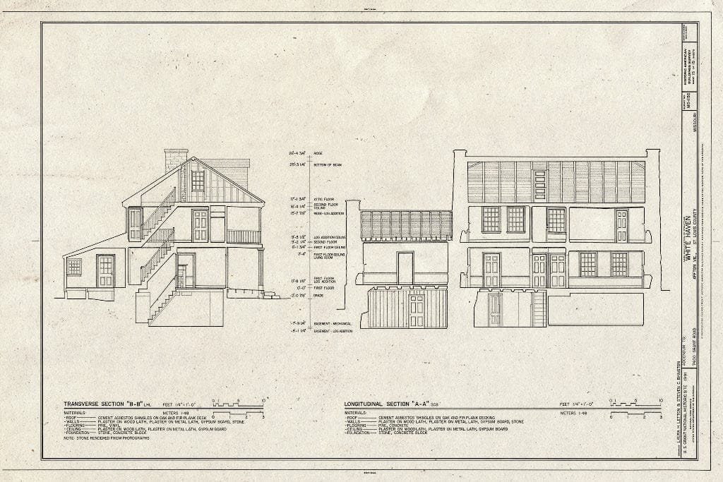 Blueprint HABS MO,95-AFT.V,1- (Sheet 15 of 15) - White Haven, 7400 Grant Road, Affton, St. Louis County, MO
