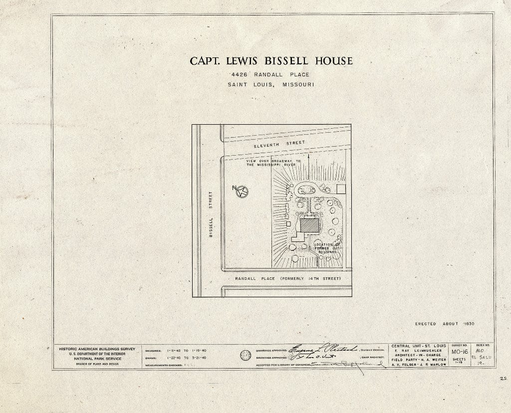 Blueprint HABS MO,96-SALU,19- (Sheet 0 of 16) - Captain Lewis Bissell Mansion, Randall Place, Saint Louis, Independent City, MO