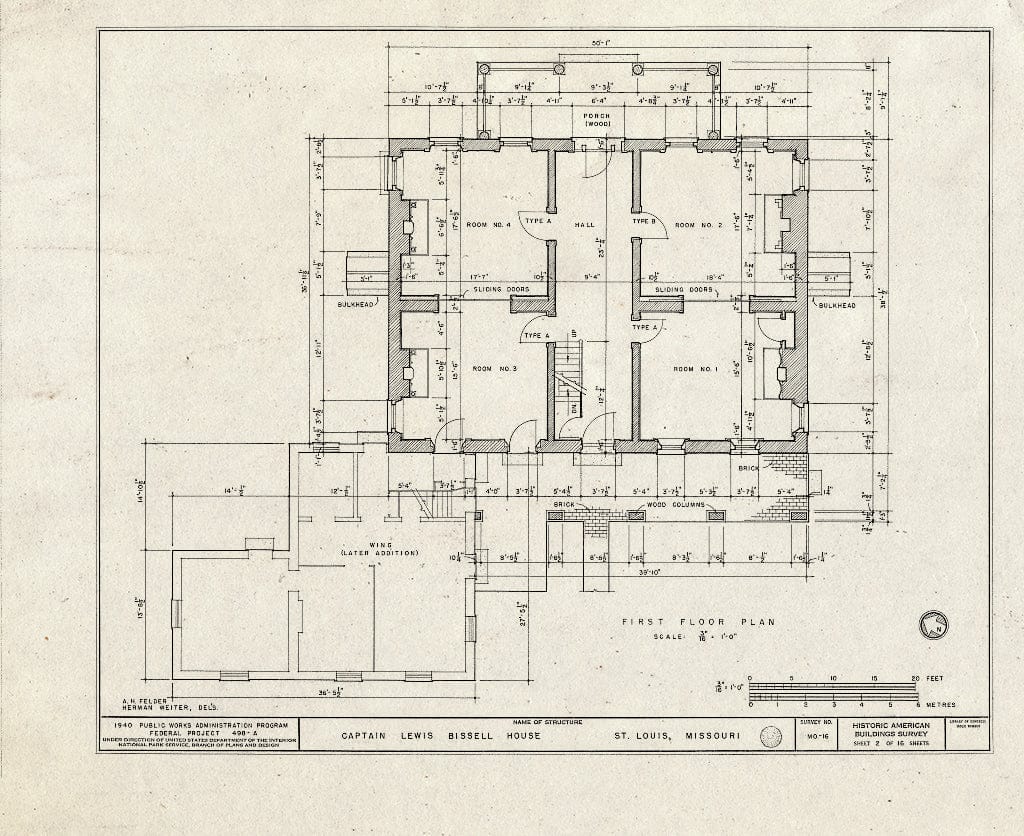 Blueprint HABS MO,96-SALU,19- (Sheet 2 of 16) - Captain Lewis Bissell Mansion, Randall Place, Saint Louis, Independent City, MO