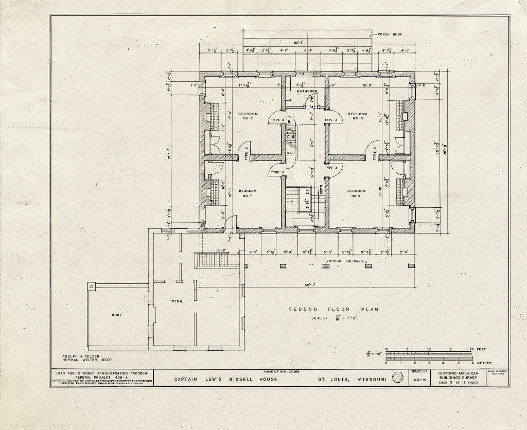 Blueprint HABS MO,96-SALU,19- (Sheet 3 of 16) - Captain Lewis Bissell Mansion, Randall Place, Saint Louis, Independent City, MO