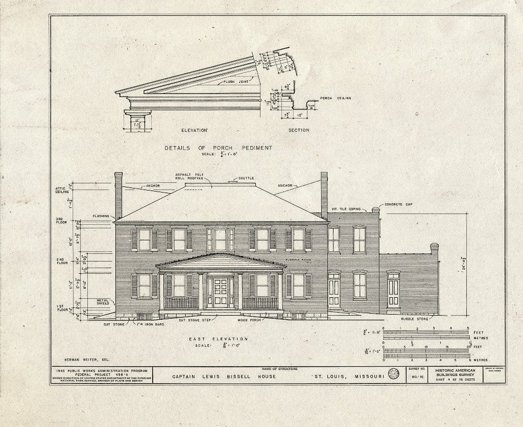 Blueprint HABS MO,96-SALU,19- (Sheet 4 of 16) - Captain Lewis Bissell Mansion, Randall Place, Saint Louis, Independent City, MO