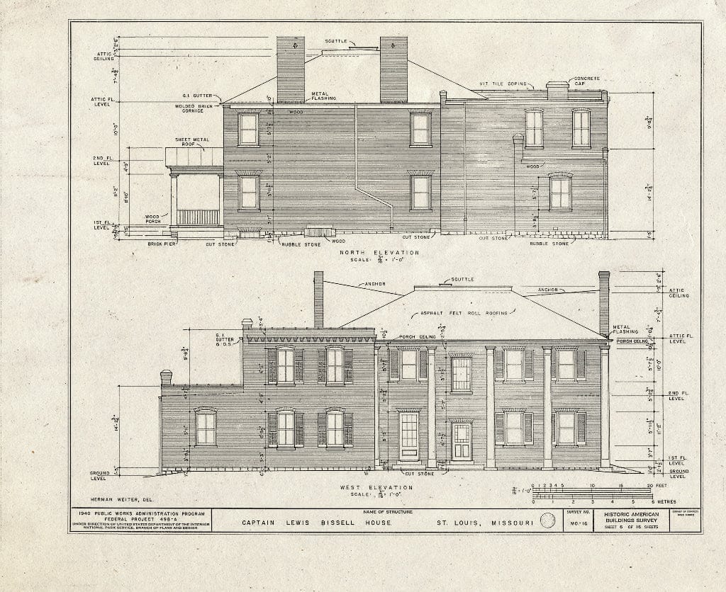 Blueprint HABS MO,96-SALU,19- (Sheet 6 of 16) - Captain Lewis Bissell Mansion, Randall Place, Saint Louis, Independent City, MO