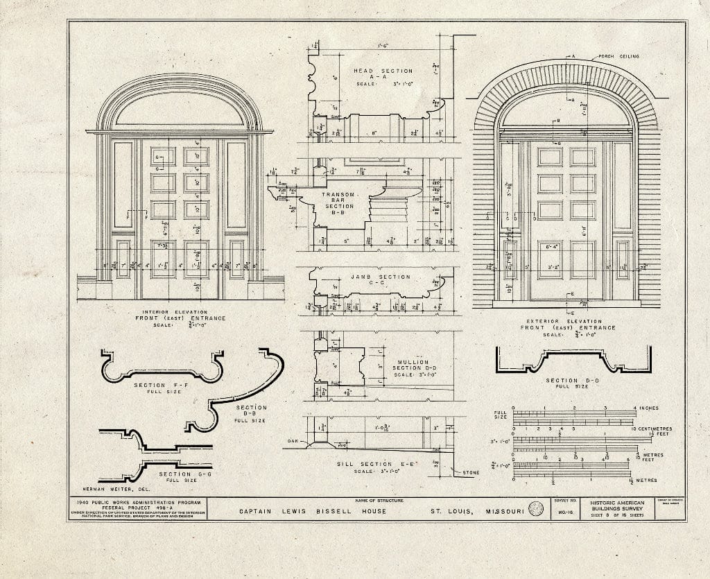 Blueprint HABS MO,96-SALU,19- (Sheet 8 of 16) - Captain Lewis Bissell Mansion, Randall Place, Saint Louis, Independent City, MO