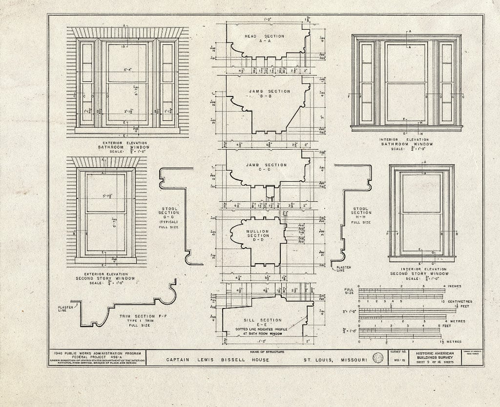 Blueprint HABS MO,96-SALU,19- (Sheet 9 of 16) - Captain Lewis Bissell Mansion, Randall Place, Saint Louis, Independent City, MO