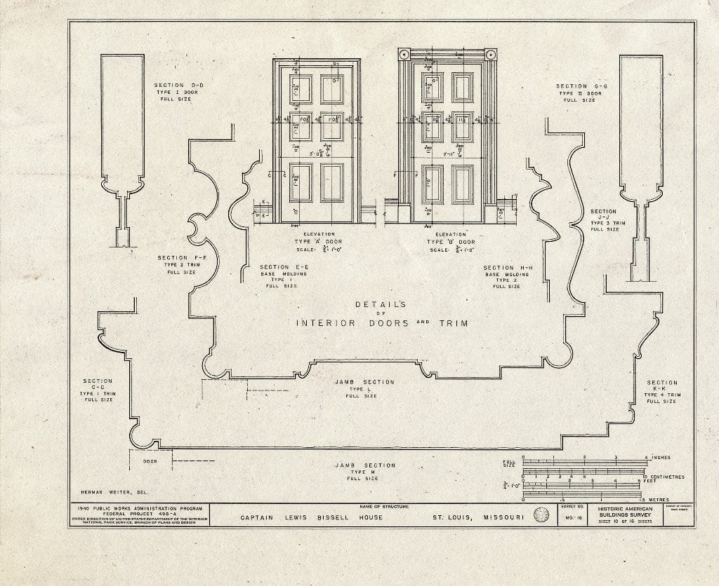 Blueprint HABS MO,96-SALU,19- (Sheet 10 of 16) - Captain Lewis Bissell Mansion, Randall Place, Saint Louis, Independent City, MO