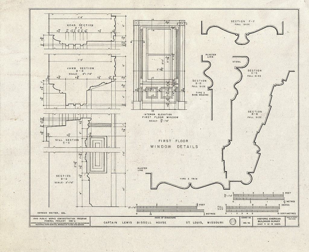 Blueprint HABS MO,96-SALU,19- (Sheet 11 of 16) - Captain Lewis Bissell Mansion, Randall Place, Saint Louis, Independent City, MO