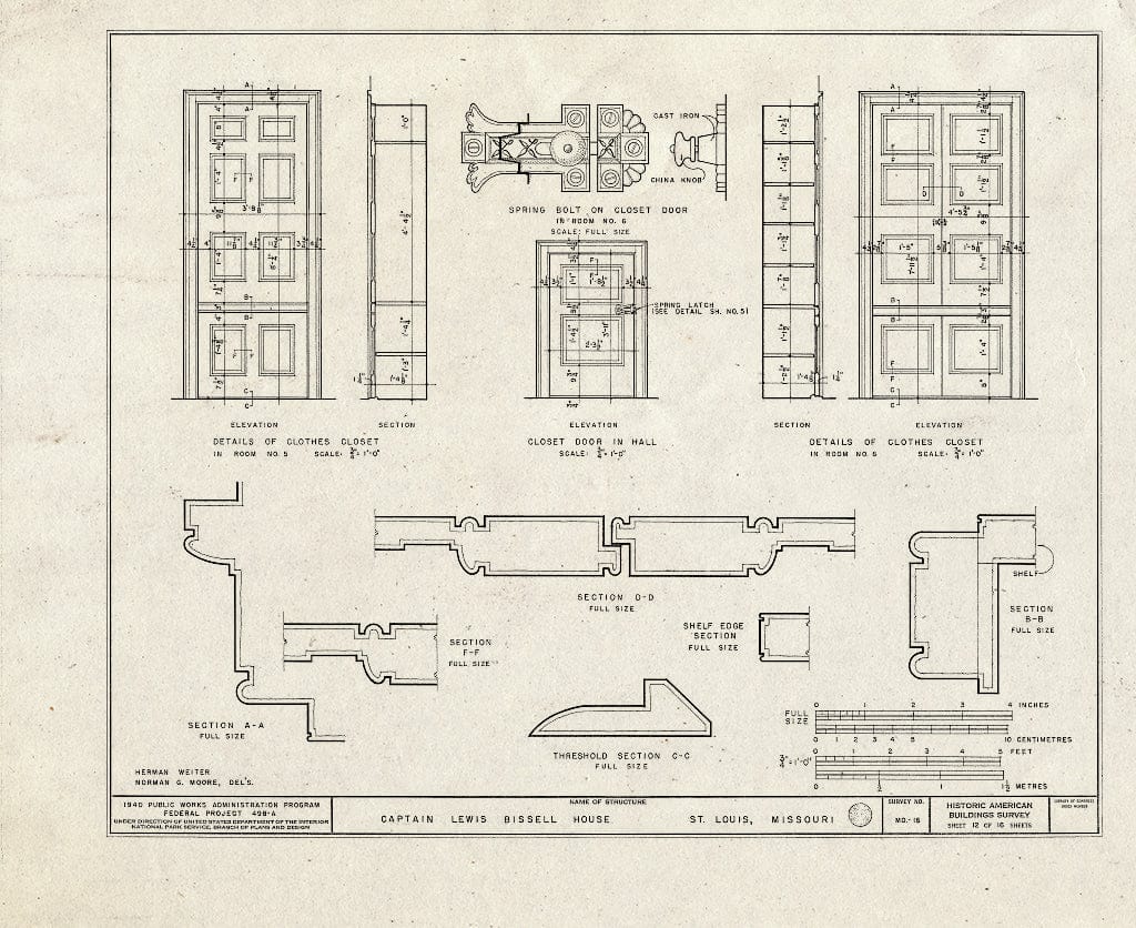 Blueprint HABS MO,96-SALU,19- (Sheet 12 of 16) - Captain Lewis Bissell Mansion, Randall Place, Saint Louis, Independent City, MO