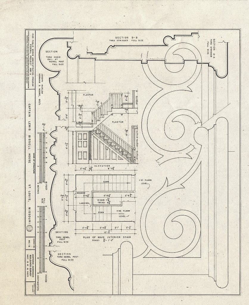 Blueprint HABS MO,96-SALU,19- (Sheet 13 of 16) - Captain Lewis Bissell Mansion, Randall Place, Saint Louis, Independent City, MO