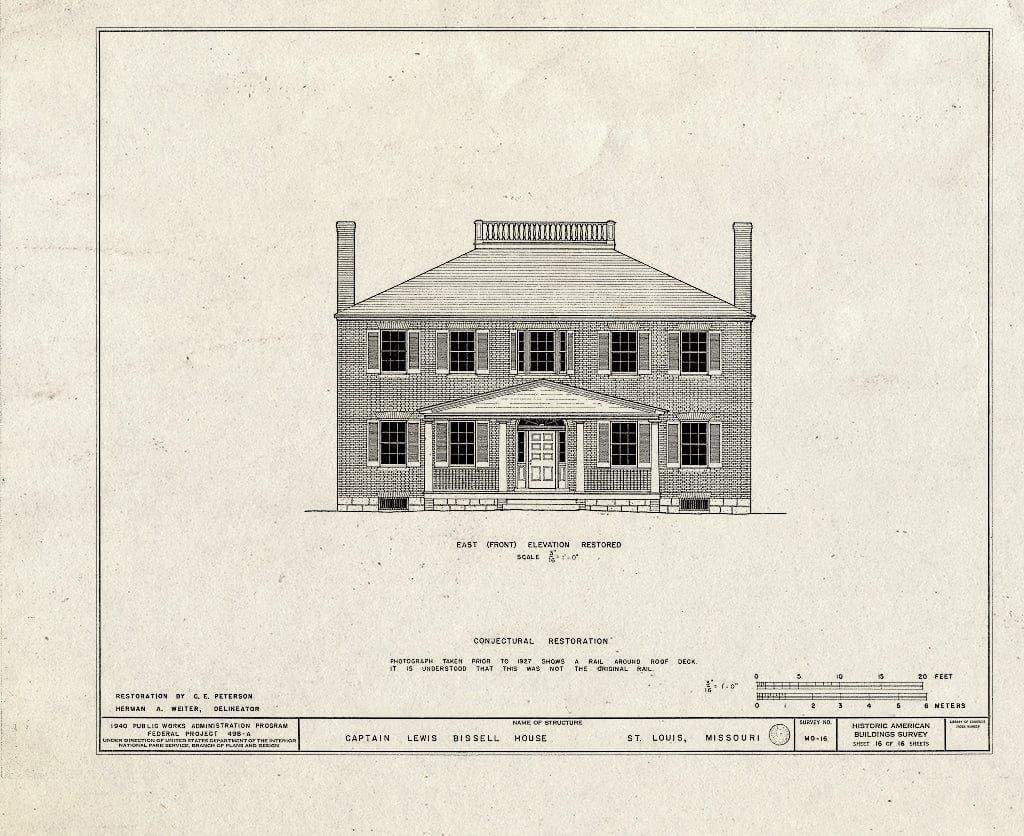 Blueprint HABS MO,96-SALU,19- (Sheet 16 of 16) - Captain Lewis Bissell Mansion, Randall Place, Saint Louis, Independent City, MO