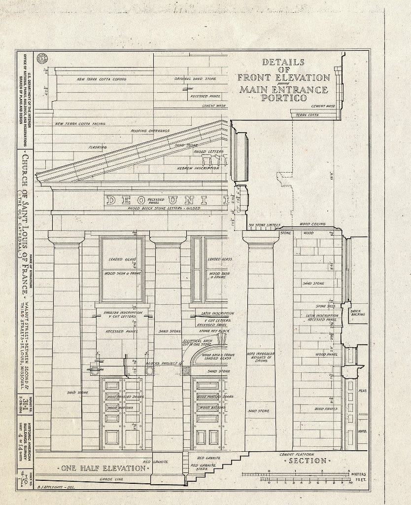 Blueprint HABS MO,96-SALU,1- (Sheet 4 of 14) - Church of St. Louis of France (Roman Catholic), Third & Walnut Streets, Saint Louis, Independent City, MO