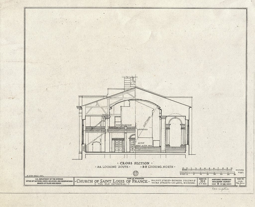 Blueprint HABS MO,96-SALU,1- (Sheet 8 of 14) - Church of St. Louis of France (Roman Catholic), Third & Walnut Streets, Saint Louis, Independent City, MO
