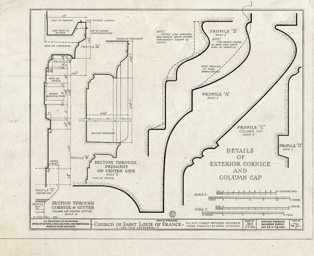 Blueprint HABS MO,96-SALU,1- (Sheet 12 of 14) - Church of St. Louis of France (Roman Catholic), Third & Walnut Streets, Saint Louis, Independent City, MO