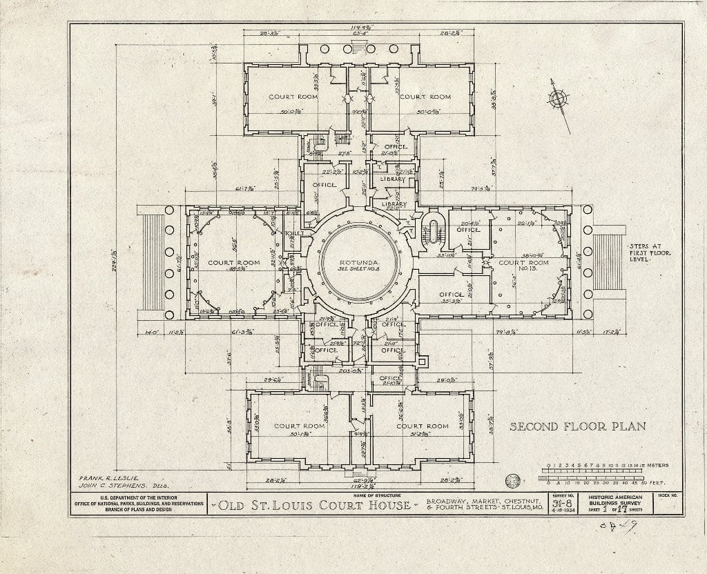 Blueprint HABS MO,96-SALU,8- (Sheet 1 of 49) - Old St. Louis Courthouse, Fourth to Broadway, Market to Chestnut Streets, Saint Louis, Independent City, MO