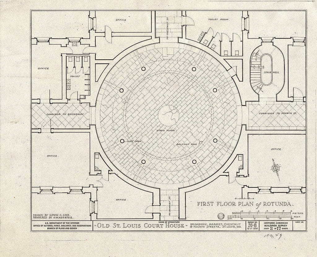 Blueprint HABS MO,96-SALU,8- (Sheet 2 of 49) - Old St. Louis Courthouse, Fourth to Broadway, Market to Chestnut Streets, Saint Louis, Independent City, MO
