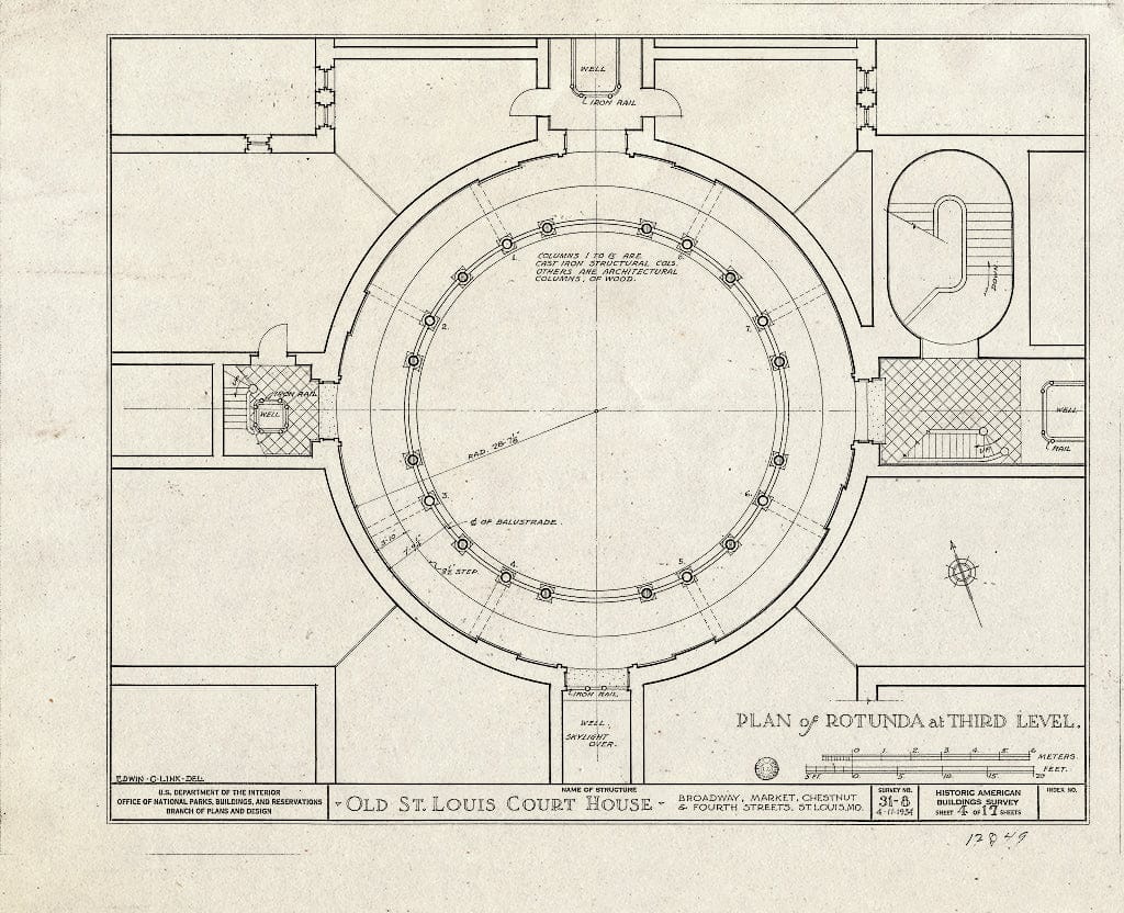 Blueprint HABS MO,96-SALU,8- (Sheet 4 of 49) - Old St. Louis Courthouse, Fourth to Broadway, Market to Chestnut Streets, Saint Louis, Independent City, MO