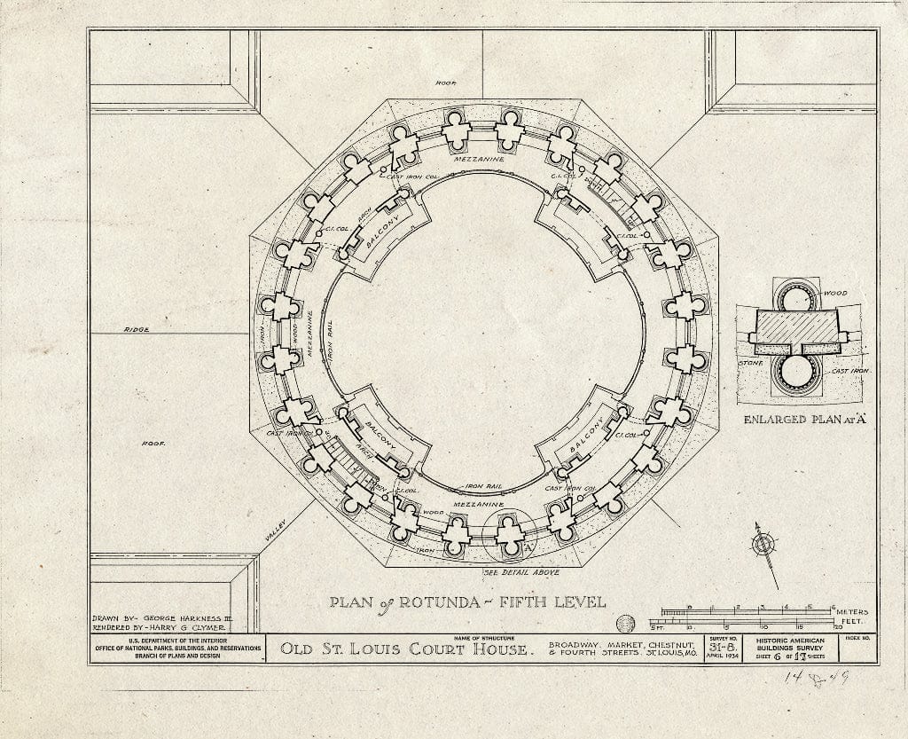 Blueprint HABS MO,96-SALU,8- (Sheet 6 of 49) - Old St. Louis Courthouse, Fourth to Broadway, Market to Chestnut Streets, Saint Louis, Independent City, MO