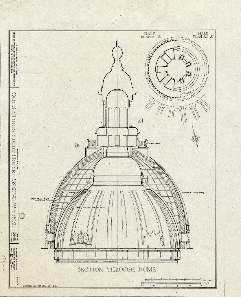 Blueprint HABS MO,96-SALU,8- (Sheet 10 of 49) - Old St. Louis Courthouse, Fourth to Broadway, Market to Chestnut Streets, Saint Louis, Independent City, MO