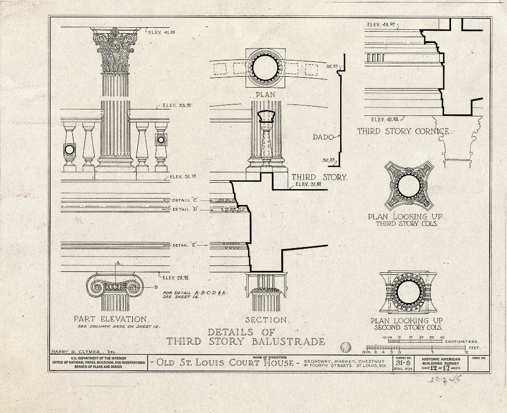 Blueprint HABS MO,96-SALU,8- (Sheet 12 of 49) - Old St. Louis Courthouse, Fourth to Broadway, Market to Chestnut Streets, Saint Louis, Independent City, MO