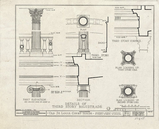Blueprint HABS MO,96-SALU,8- (Sheet 12 of 49) - Old St. Louis Courthouse, Fourth to Broadway, Market to Chestnut Streets, Saint Louis, Independent City, MO