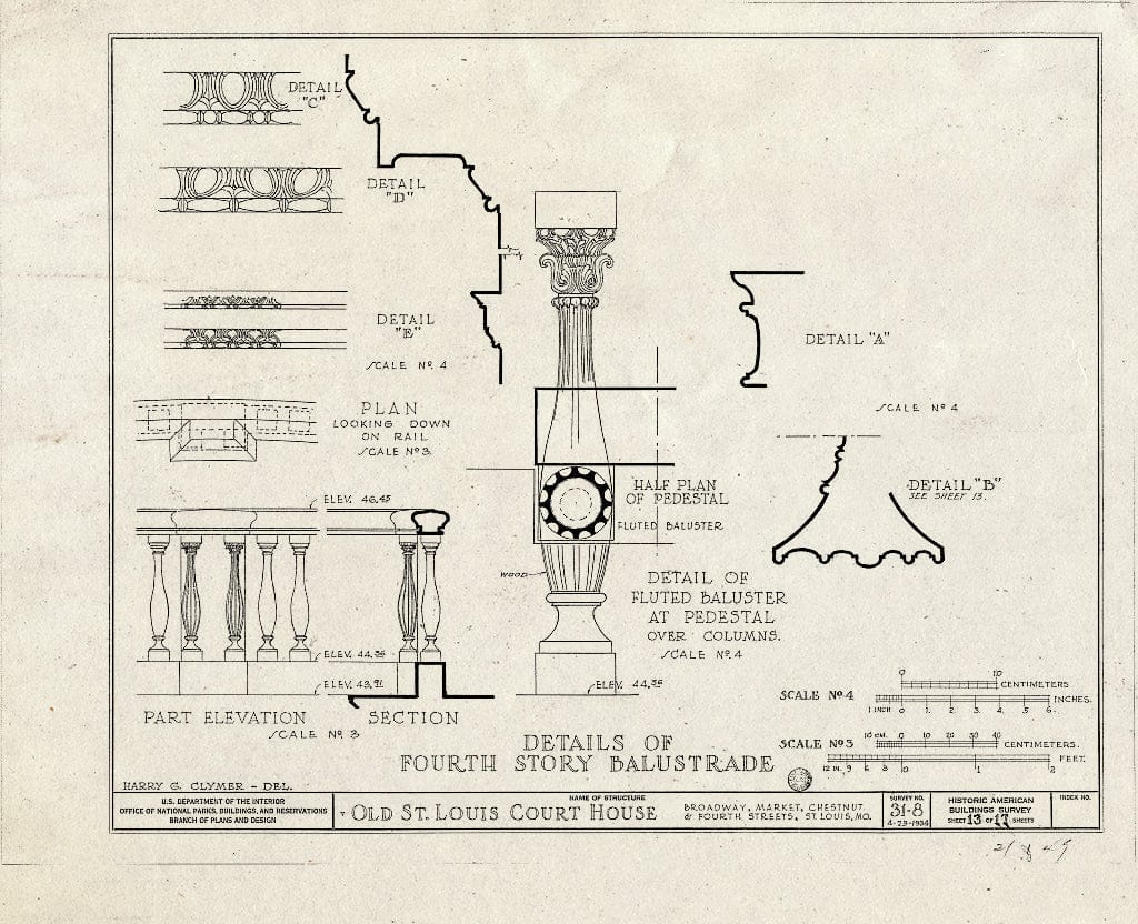 Blueprint HABS MO,96-SALU,8- (Sheet 13 of 49) - Old St. Louis Courthouse, Fourth to Broadway, Market to Chestnut Streets, Saint Louis, Independent City, MO