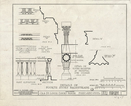 Blueprint HABS MO,96-SALU,8- (Sheet 13 of 49) - Old St. Louis Courthouse, Fourth to Broadway, Market to Chestnut Streets, Saint Louis, Independent City, MO