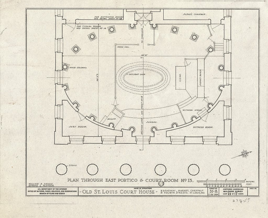 Blueprint HABS MO,96-SALU,8- (Sheet 14 of 49) - Old St. Louis Courthouse, Fourth to Broadway, Market to Chestnut Streets, Saint Louis, Independent City, MO