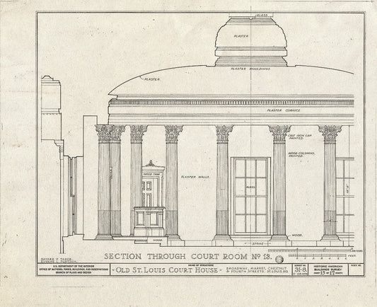 Blueprint HABS MO,96-SALU,8- (Sheet 15 of 49) - Old St. Louis Courthouse, Fourth to Broadway, Market to Chestnut Streets, Saint Louis, Independent City, MO