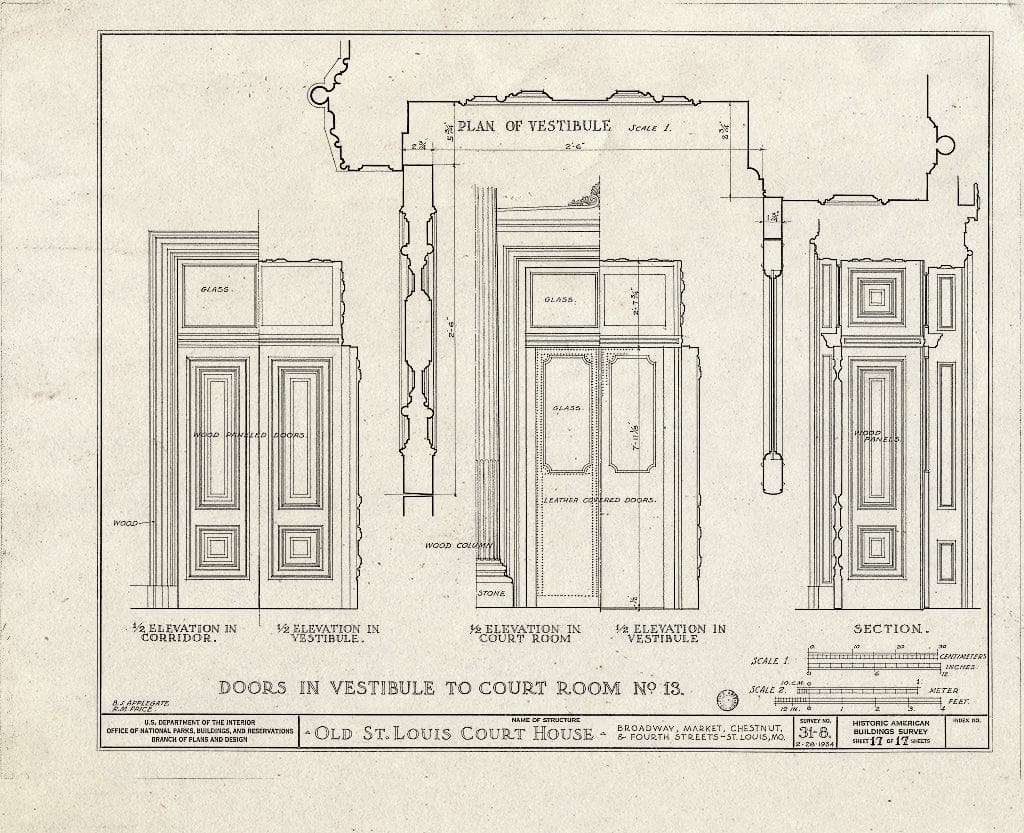 Blueprint HABS MO,96-SALU,8- (Sheet 17 of 49) - Old St. Louis Courthouse, Fourth to Broadway, Market to Chestnut Streets, Saint Louis, Independent City, MO