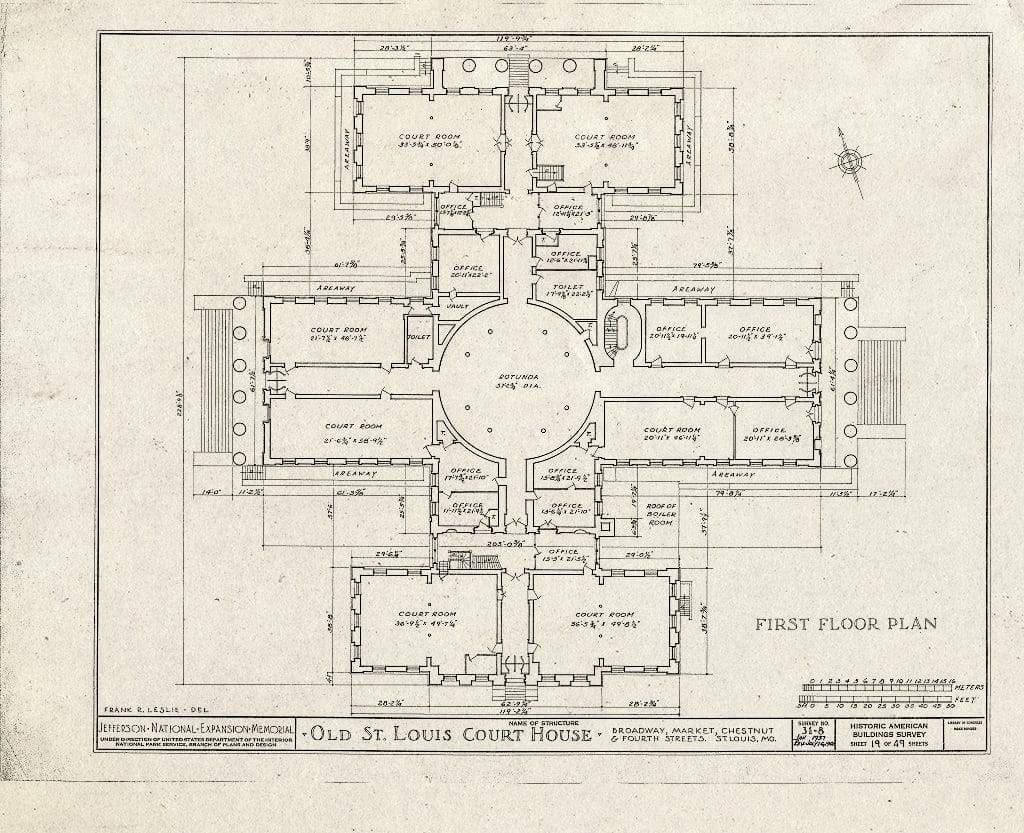 Blueprint HABS MO,96-SALU,8- (Sheet 19 of 49) - Old St. Louis Courthouse, Fourth to Broadway, Market to Chestnut Streets, Saint Louis, Independent City, MO