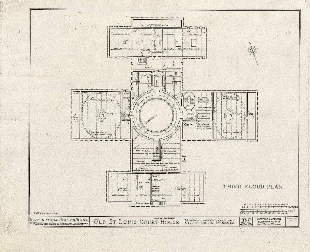 Blueprint HABS MO,96-SALU,8- (Sheet 20 of 49) - Old St. Louis Courthouse, Fourth to Broadway, Market to Chestnut Streets, Saint Louis, Independent City, MO