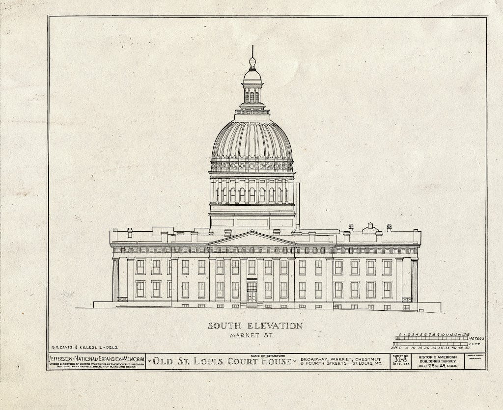 Blueprint HABS MO,96-SALU,8- (Sheet 25 of 49) - Old St. Louis Courthouse, Fourth to Broadway, Market to Chestnut Streets, Saint Louis, Independent City, MO