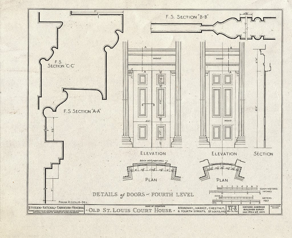 Blueprint HABS MO,96-SALU,8- (Sheet 35 of 49) - Old St. Louis Courthouse, Fourth to Broadway, Market to Chestnut Streets, Saint Louis, Independent City, MO