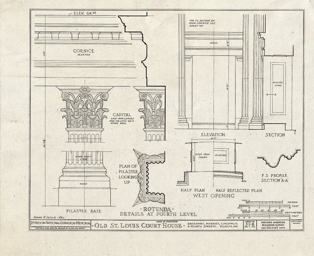Blueprint HABS MO,96-SALU,8- (Sheet 36 of 49) - Old St. Louis Courthouse, Fourth to Broadway, Market to Chestnut Streets, Saint Louis, Independent City, MO