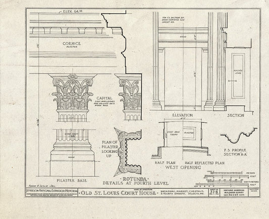 Blueprint HABS MO,96-SALU,8- (Sheet 36 of 49) - Old St. Louis Courthouse, Fourth to Broadway, Market to Chestnut Streets, Saint Louis, Independent City, MO