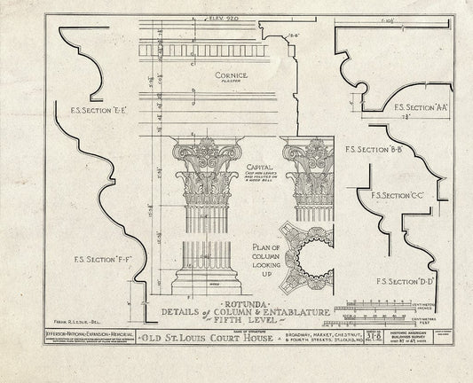 Blueprint HABS MO,96-SALU,8- (Sheet 37 of 49) - Old St. Louis Courthouse, Fourth to Broadway, Market to Chestnut Streets, Saint Louis, Independent City, MO