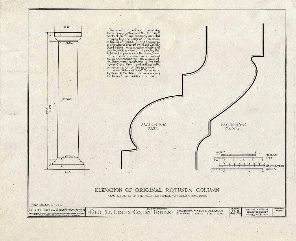 Blueprint HABS MO,96-SALU,8- (Sheet 42 of 49) - Old St. Louis Courthouse, Fourth to Broadway, Market to Chestnut Streets, Saint Louis, Independent City, MO