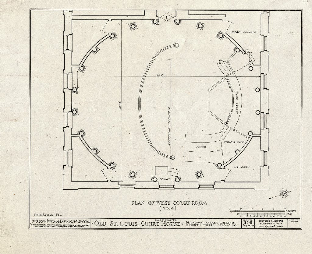 Blueprint HABS MO,96-SALU,8- (Sheet 44 of 49) - Old St. Louis Courthouse, Fourth to Broadway, Market to Chestnut Streets, Saint Louis, Independent City, MO