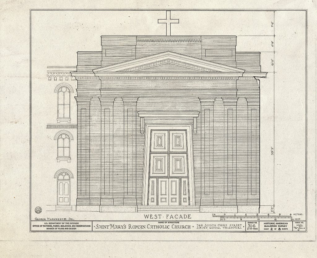 Blueprint HABS MO,96-SALU,6- (Sheet 2 of 8) - St. Mary's Roman Catholic Church, 748 South Third Street, Saint Louis, Independent City, MO