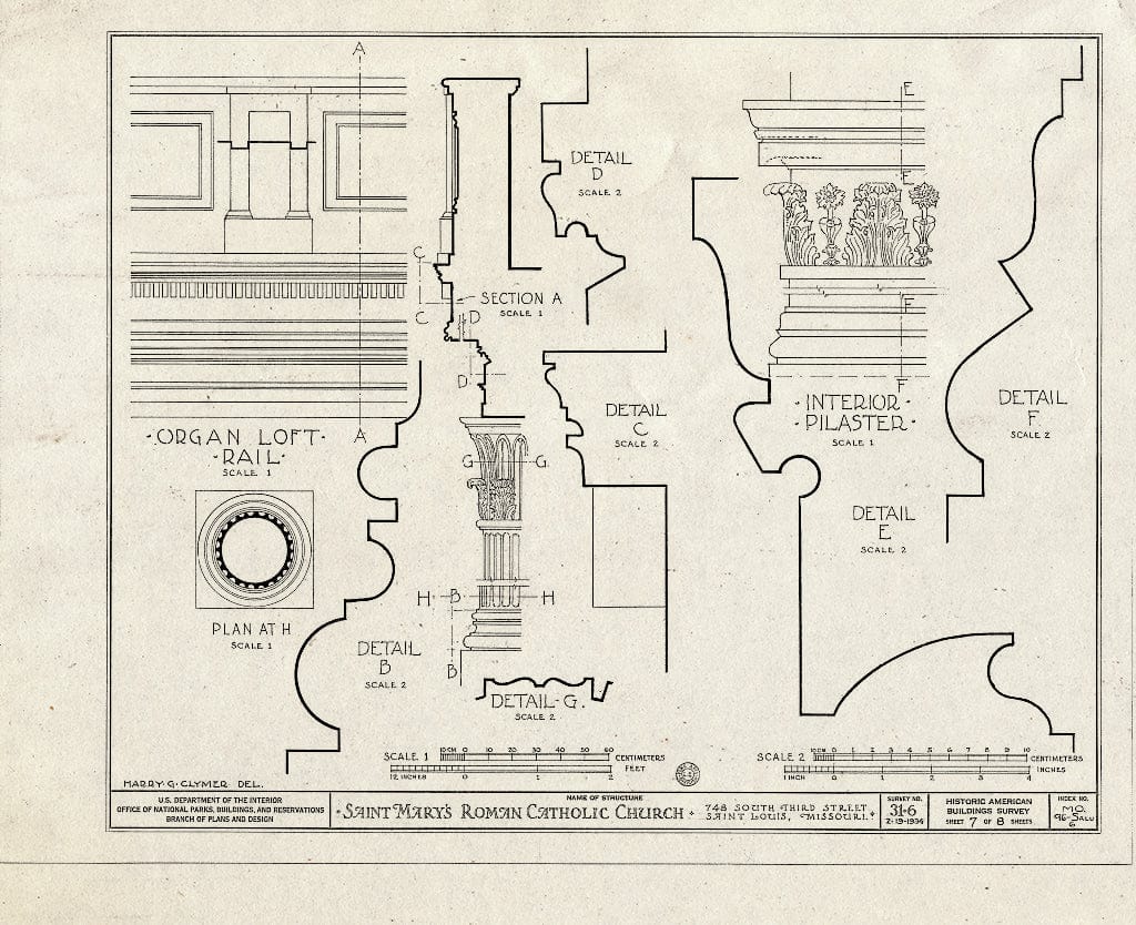 Blueprint HABS MO,96-SALU,6- (Sheet 7 of 8) - St. Mary's Roman Catholic Church, 748 South Third Street, Saint Louis, Independent City, MO