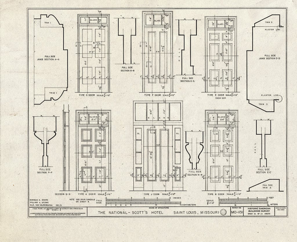 Blueprint HABS MO,96-SALU,43- (Sheet 15 of 21) - St. Louis River Front, New National Hotel, 300 Market Street, Saint Louis, Independent City, MO