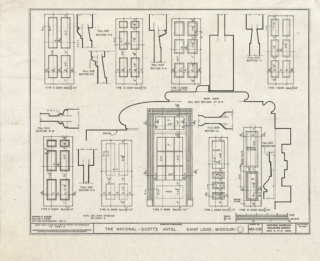 Blueprint HABS MO,96-SALU,43- (Sheet 16 of 21) - St. Louis River Front, New National Hotel, 300 Market Street, Saint Louis, Independent City, MO